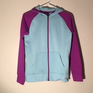 Adidas purple and blue zip up hoodie.